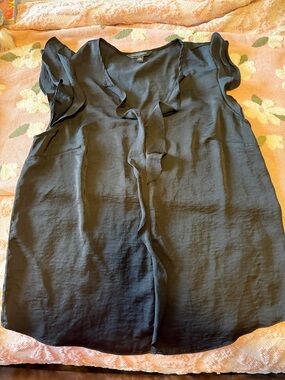 Banana Republic Black Ruffled Tie-Neck Blouse